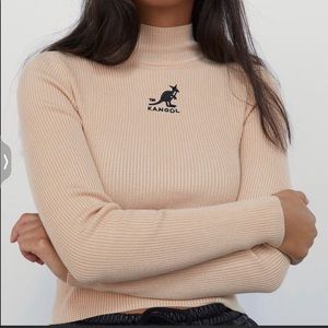 NWT H&M x Kangol x Mabel Ribbed Crop Mockneck Sweater L